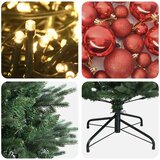  Umjetno božićno drvce s kuglicom 120 cm 150 LED lampica - Zelena 120 cm s LED-ima i crvenim lopticama | shoptok.hr