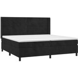  Box spring postelja z vzmetnico LED črna 200x200 cm žamet, (20900296) | Shoptok.si
