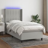  Krevet box spring s madracem LED svjetlosivi 90x190 cm tkanina | shoptok.hr