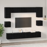 vidaXL Komplet TV omaric s polico Drugo 8 pcs Črni hrast 100 x 30 x 30 cm | Shoptok.si