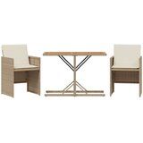  3-dijelni bistro set s jastucima bež od poliratana | shoptok.hr