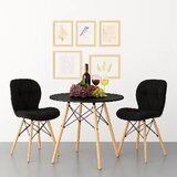 LEMON Set 2 trpezarijske plišane stolice i sto Freja crni 25-KS011-25-KS002 Cene