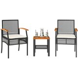 vidaXL 3-dijelni bistro set s jastucima poliratan i drvo bagrema crni Cijene