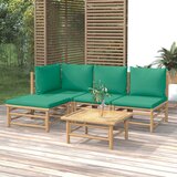 Maison Chic Seti vrtnega pohištva - Vrtna garnitura - Vrtni pohištvo set 5-delna z zelenimi blazinami bambus, (21818431) | Shoptok.si