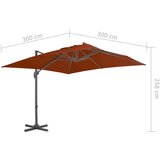 vidaXL Konzolni suncobran s aluminijskom šipkom terakota 300 x 300 cm | shoptok.hr