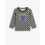 Koton Long Sleeved T-Shirt with a Check Printed Crew Neck