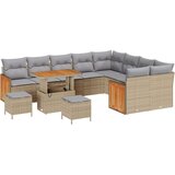  12-delni vrtni kavčni set z blazinami Bež poli ratan Acacia | Shoptok.si