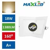 MAX-LED LED vgradna/nadrgadna svetilka 2v1 18W kvadratna toplo bela