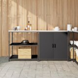 vidaXL Kuhinjski set za pohranu s policom s pohranom s vratima Podesiva 2 pcs Crna 150 x 50 x 92 cm Cijene