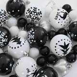 vidaXL Set Božićnih Ukrasnih Kuglica 40 pcs Crna i bijela | shoptok.hr