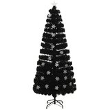  Božićno drvce s LED pahuljama crno 210 cm od optičkih vlakana | Eponuda.ba