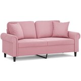 vidaXL Dvosjed s ukrasnim jastucima ružičasti 140 cm baršunasti | shoptok.hr
