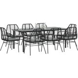 Vrtna garnitura - 9-dijelni vrtni blagovaonski set s jastucima crnog poliratana - Crna i tamno siva 200 x 100 x 74 cm 8 | shoptok.hr