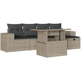 Maison Chic Seti vrtnega pohištva - Vrtna garnitura - Vrtni pohištvo set 6-delna z blazinami siv poli ratan, (21803944) | Shoptok.si