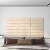 vidaXL Stenski paneli 12 kosov krem 60x15 cm žamet 1,08 m² | Shoptok.si