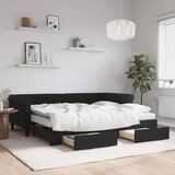 vidaXL Izvlečna dnevna postelja s predali črna 90x200 cm žamet | Shoptok.si