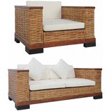  2-dijelni set sofa od prirodnog ratana s jastucima smeđi | Eponuda.com