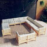  Vrtna sedežna garnitura 13-delna s krem blazinami borovina - - krema - 163.11 - N/A - | Shoptok.si