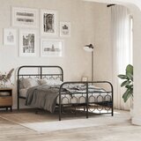 Maison Chic Kovinski Posteljni okvir - Dvoposteljna postelja - Zakonska postelja z vzglavjem in vznožjem črn 120x200 cm, (21696280) | Shoptok.si