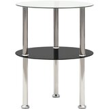 vidaXL Bočni stolić s 2 razine prozirni/crni 38 cm od kaljenog stakla Cijene
