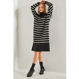 Bianco Lucci Women's V-Neck Striped Knitwear Dress with Side Slits | Eponuda.ba