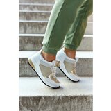 Kesi Fashionable Sport Shoes Women's Sneakers White and Gold Danielle Cene