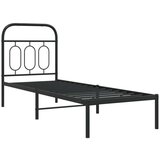 vidaXL Kovinski posteljni okvir z vzglavjem črn 75x190 cm | Shoptok.si