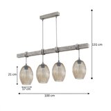 Brilagi Luster na sajli WOOD GLASS 4xE27/60W/230V borovina/siva/dimljeno braon | Eponuda.com