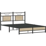 vidaXL Posteljni okvir brez vzmetnice hrast 140x200 cm inženirski les | Shoptok.si