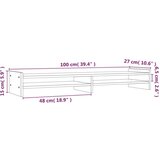 Stalak za monitor sivi 100x27x15 cm od masivne borovine | shoptok.hr