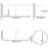  Noge za klubsko mizico v obliki črke T, 2 kosa, bele barve, 70x25x(30-31) cm, jeklo, (22123617) | Shoptok.si