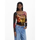 Desigual Majica kapučino / oliva / rdeča / črna | Shoptok.si