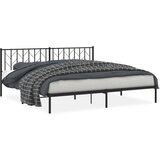 Maison Chic Kovinski Posteljni Okvir - Dvoposteljna postelja z vzglavjem črn 200x200 cm, (22080428) | Shoptok.si