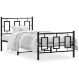 Maison Chic Kovinski Posteljni okvir - Enojna postelja - Postelja za odrasle z vzglavjem in vznožjem črn 90x190 cm, (21696307) | Shoptok.si