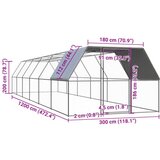 vidaXL Zunanji kokošnjak 3x12x2 m pocinkano jeklo | Shoptok.si