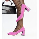 VINCEZA Dark Pink Leather Block Heels | shoptok.hr