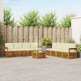  Setovi sofa 9 pcs Prirodna i krem Čvrsto drvo akacije | Eponuda.com