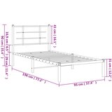  Metalni okvir za krevet s uzglavljem bijeli 90 x 190 cm | shoptok.hr