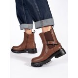 Shelvt Brown women&#039;s leather Chelsea boots on a platform Sergio Leone cijene