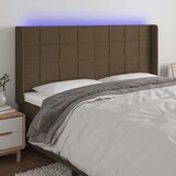  LED posteljno vzglavje temno rjavo 183x16x118/128 cm blago, (20933319) Cene
