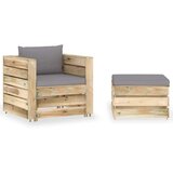  2-dijelna vrtna garnitura s jastucima zeleno impregnirano drvo | shoptok.hr