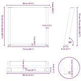 vidaXL noge jedilne mize v obliki črke u 2 kos črna 80x(72-73)cm jeklo | Shoptok.si
