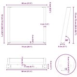 vidaXL Noge za blagovaonski stol U-oblik 2 kom Crne 80 x (72-73) cm Čelik | Eponuda.com