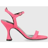 Patrizia Pepe Usnjeni sandali roza barva, 8X0057 L011 M443