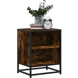 vidaXL Nočna omarica dimljeni hrast 40x31x50 cm inž. les/kovina | Shoptok.si
