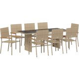  9-delni vrtni jedilni set bež poliratana | Shoptok.si