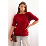 Kesi Włoski Women's short-sleeve viscose sweater maroon Cijene