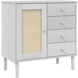 vidaXL Komoda SENJA bijela izgled ratana 80x40x80 cm masivna borovina | shoptok.hr