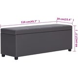  Klupa s pretincem za pohranu od umjetne kože 116 cm siva | shoptok.hr