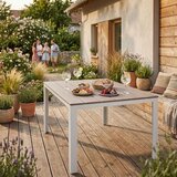 Multi Garden Vrtni stol za 6 osoba 156 × 78 cm, polywood, vrtni namještaj, bež-bijeli | shoptok.hr